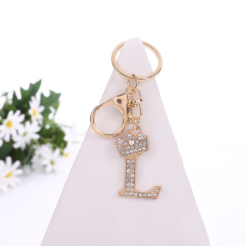 Wholesale Zinc Alloy Alphabet Rhinestone Keychain